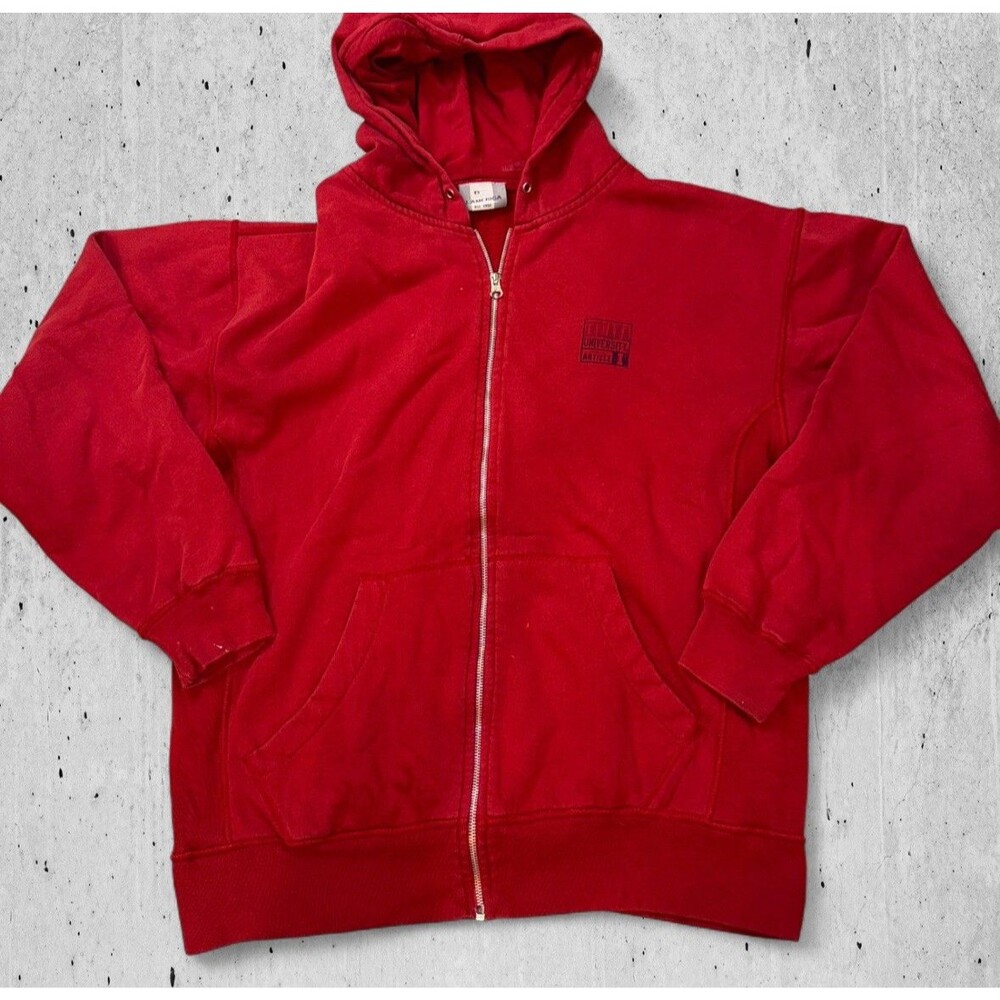 Vintage J America Indiana University IU Hoosiers Full Zip Jacket Hoodie Men Lg